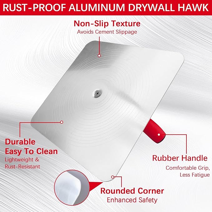 Drywall Hand Tool Kit, 12??Stainless Steel Hawk & 6??Putty Knife, Masonry Mud Hawk Set for Cement, Mortar and Drywall Finishing