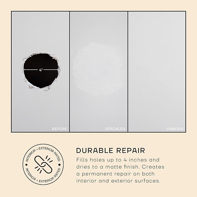 soto Large Hole Repair (Up to 4"), White Spackle, 7-Piece Kit (No. 06 Gesso White) - High Strength Hole Repair Kit for use on: Walls, Drywall, Ceiling, Furniture, Cabinets