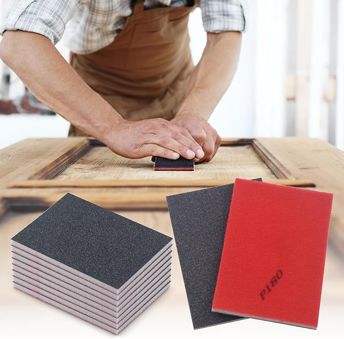 20 Pcs 180 Grit Sanding Sponge, Wet Dry Sanding Block Sandpaper Sponge, Soft Foam Sand Block Washable & Reusable Sanding Pads for Metal Wood Drywall Polishing