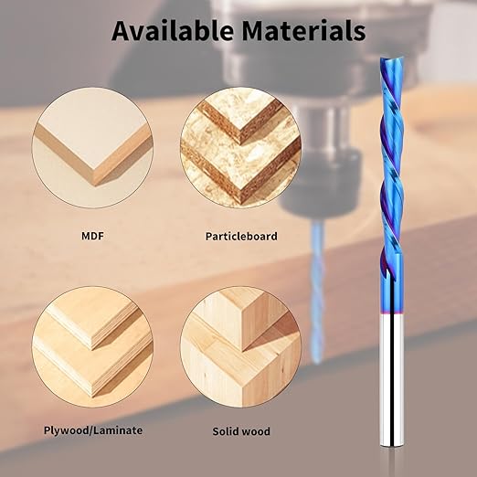 Spiral Router Bits with Downcut 4 inch Extra Long1/4 inch Cutting Diameter 2 inch Cutting Length, Solid Carbide CNC Router Bit Carving Tool