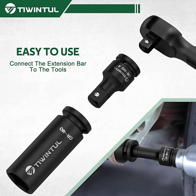 1 Inch Drive Impact Extension Bar, 3-Pieces Impact Socket Extension Bar Set, 4" 6" 10" Length, Impact Socket Bar with CR-MO Steel, Storage Case for Heavy Duty Truck, Tractor Maintenance