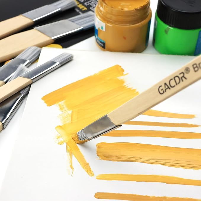 Slant Lining Fitch Paint Brushes,Pack Of 6 Cutting In Paint Brush Angled for Fast Accurate Detail & Control Hobby & Craft 2 Each of 0.5", 0.75", and 1"