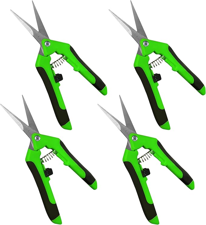 Garden Guru Razor Sharp Snip - Professional Garden Pruning Shears Trimmers Scissors ??Micro-Tip Precision Stainless Steel Blades - Easy on Arthritic Hands - Soft Ergonomic Rubber Handles (4 Pack)