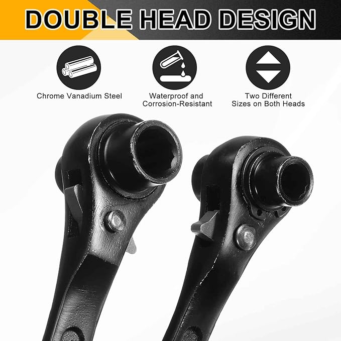 HARFINGTON Scaffolding Podger Ratchet Wrench 19mm x 21mm CR-V 12 Point Double Ended Socket Ratcheting Podger Scaffold Spud Spanner Tool for Auto Repair Mechanical Maintenance, Black