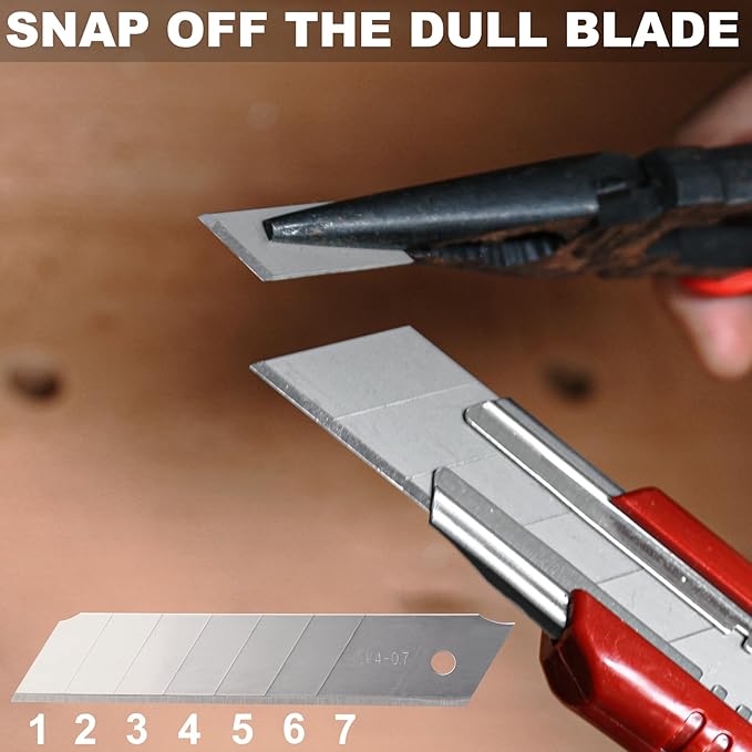 HAUTMEC 25mm Utility Knife, Heavy Duty Auto-Lock, Retractable Box Cutter with 2pcs Spare Snap-off Sharp Blades HT0080-KN