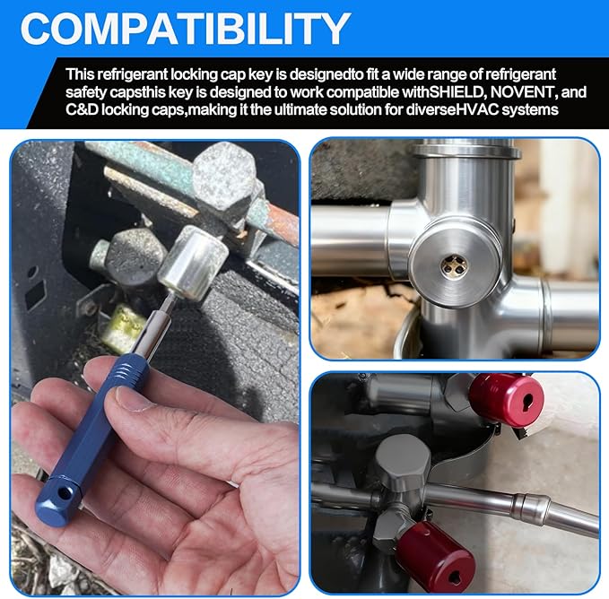 Universal Refrigerant Locking Cap Key 2 Pack ??HVAC Tool Kit for AC Service, Removal & Installation of Refrigerant Locking Caps, Compatible with 410A and R22