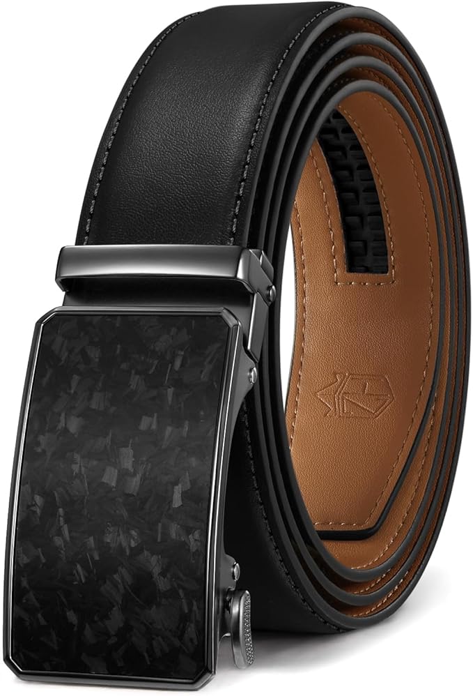 Zitahli Belt Men, Ratchet Belt Dress with 1 3/8" Premium Leather,Slide Belt with Easier Adjustable Automatic Buckle