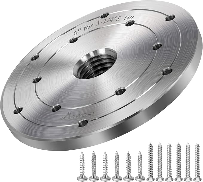 6" Steel Wood Lathe Faceplate,Faceplate for Wood Lathe,Lathe Face Plate Fit for 1-1/4" x 8TPI Spindle with Screwchuck