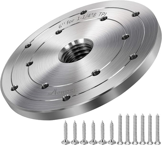 6" Steel Wood Lathe Faceplate,Faceplate for Wood Lathe,Lathe Face Plate Fit for 1-1/4" x 8TPI Spindle with Screwchuck