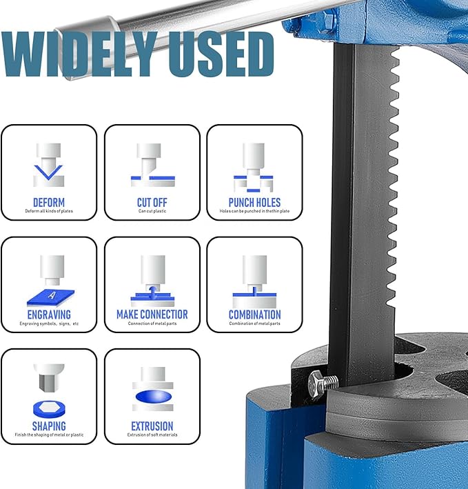1.5 Ton Arbor Press with 3 Attachments, Robust Cast Iron Construction and V-Groove Table for Versatile Stamping, Bending and Forming Operations