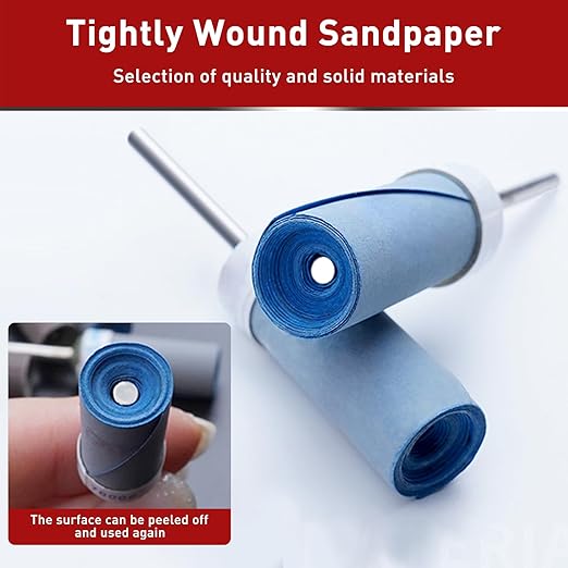 20Pcs 180 Grit Sanding Drums Sandpaper Sticks Set with 1/8"(3mm) Shank for Dremel Rotary Tool, Suitable for Metal Rust Removal/Jade Polishing/Stone Grinding