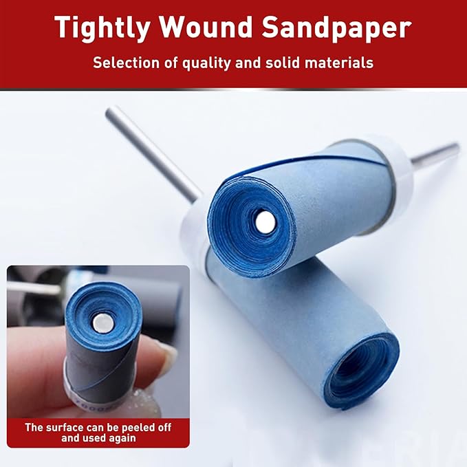 20Pcs 320 Grit Sanding Drums Sandpaper Sticks Set with 1/8"(3mm) Shank for Dremel Rotary Tool, Suitable for Metal Rust Removal/Jade Polishing/Stone Grinding