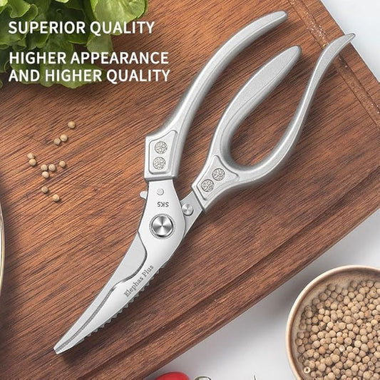 Professional Kitchen Scissors, Professional 10-Inch Heavy-Duty Kitchen Shears ??Ultra-Sharp Stainless Steel Scissors for Cutting Meat, Poultry, Fish, Herbs & Vegetables (Silver)