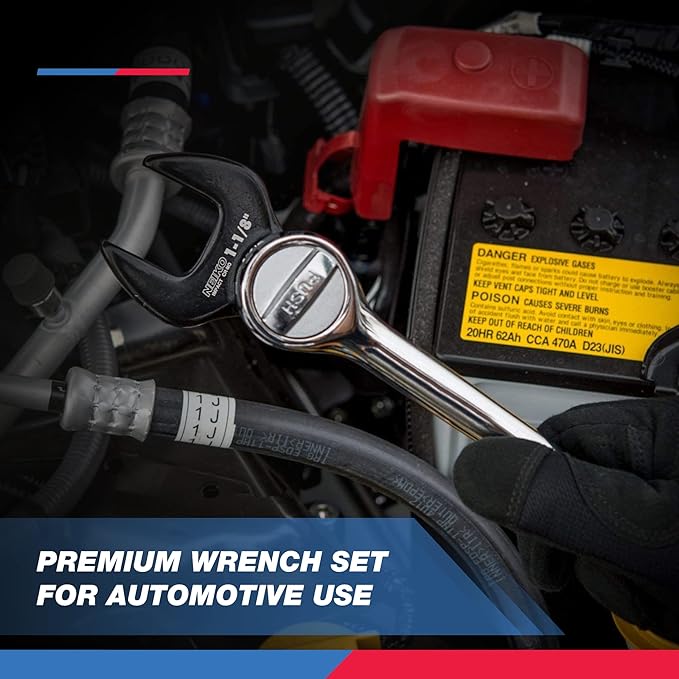 NEIKO 03326A 쩍??Drive Jumbo Crowfoot Wrench Set | 14 Piece | Metric | 27 to 50 mm | Cr-Mo Steel, Red