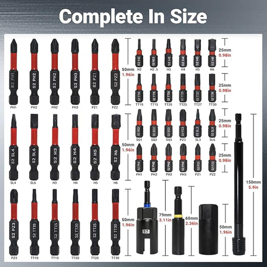 80-Piece Impact Magnetic Nut Driver Set, SAE/Metric Nut Driver Set, Socket Adapters, Bit Holder, Wing Nut Driver, Universal Sockets, Quick Release Extension, Power Bits, Slotted Storage Box