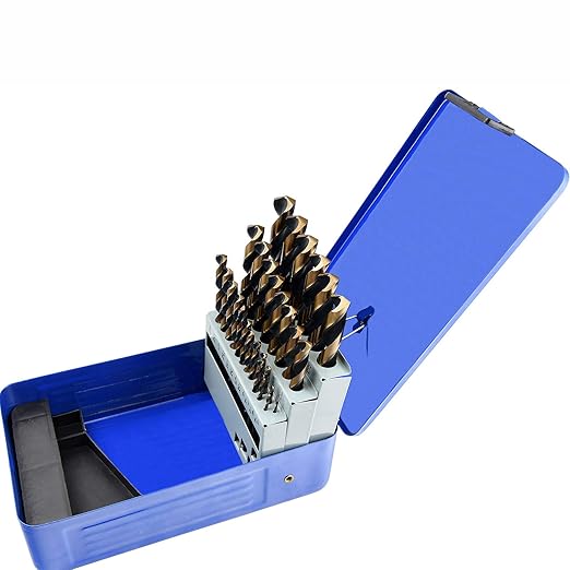MaxTool Twist Drill Bit Set 29PCs High Speed Steel M2 Jobber Length Fully Ground for Metal Stainless Steel Plastic etc 1/16??to 1/2?? JBS02H10R029P