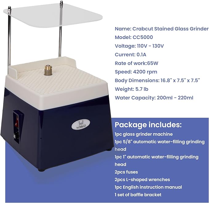 Stained glass grinder machine,Automatic Water-filling 360째 Anti-Dust 110V 4200RPM Brushless Motor Mini Precision Edging Shaping Glasses Grinder for Glass Arts,Tile,Jewelry Making,Mosaics Decoration