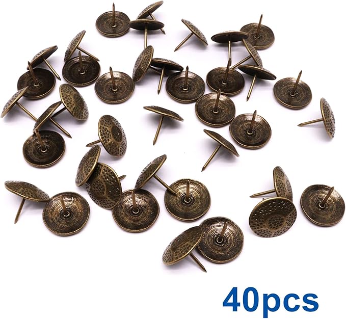YuGtcen 40pcs Upholstery Tacks, Decorative Nails Thumb Tacks Metal Upholstery Nails for Wood Pins Vintage Furniture Tack (26x23mm, Turtle Shape Bronze)
