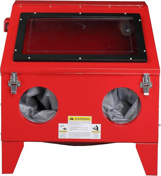 40 Gallon Bench Top Air Sandblasting,Heavy Duty Steel Cabinet Sandblaster Abrasive Blast with Gun and 4 x Nozzles Air Compressor Delivery 60-125PSI/6-25CFM for Rust Removal, Stain, Paint