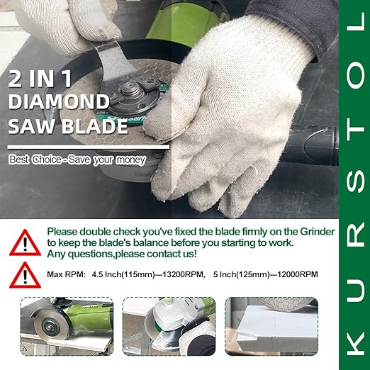 Tile Diamond Saw Blade - 4.5"/115mm Dual-Purpose Diamond Cutting Disc,Angel Grinder Blade Arbor 7/8"-5/8" for Cutting and Grinding Ceramic Tiles,Porcelain,Granite,Marble