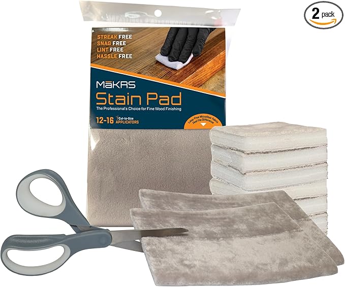 M훮KRS Stain Pad, Cut-to-Size Staining Pads, 2-Pack, Lint, Snag, Streak-Free Applicator, Micro Brush Material, Wood Stains and Oil Based Finishes, Easy to Use with Consistent Application