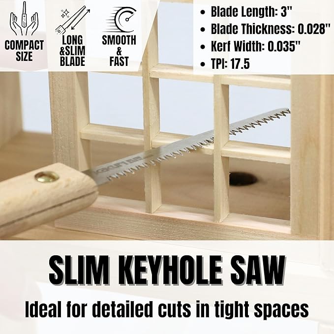 KAKURI Mini Japanese Pull Saw Set with Carrying Case - Ryoba Double Edge 5", Flush Cut 5", Dozuki Dovetail Fine Cut 5", Keyhole 3" - Made in Japan