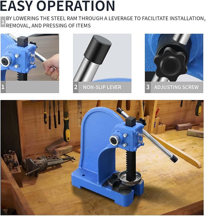Arbor Press 0.5 Ton,Manual Desktop Punch Press Machine,4.48" Work Height,Manual Arbor Press Cast Iron Body,for Stamping