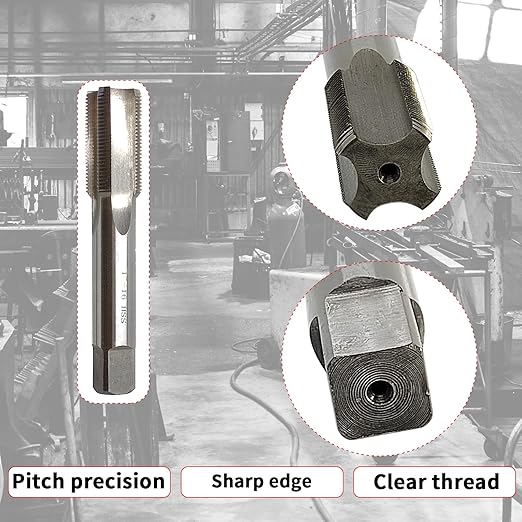 Lzcdelyxiao 1"-16 Tap UNC Right Hand Straight Flute Thread Tap Machine Tap 1"-16 TPI Nominal Diameter 1" Thread Per Inch 16 Fin Thread Tolerance Grade 2B Tapping Thread High Speed Steel HSS