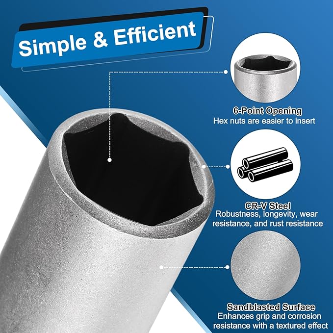 HARFINGTON 2pcs Nut Driver Drill Bit 17mm Metric Socket 1/4" Hex Shank 3.15" (80mm) Long 6-Point Sockets Quick Change CR-V Steel Bolt Setters for Power Drill Drivers