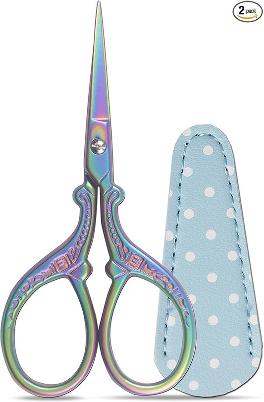 Cute 3.6inch Embroidery Scissors Crafting Sewing Threading Needlework Scissors with Leather Scissor Cover for Sewing Handicrafts Tool Craft Art Work and Everyday Use