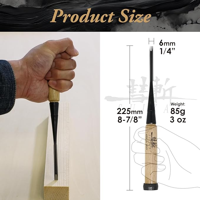 SUIZAN Japanese Wood Chisel 1/4" (6mm) - Professional Oire Nomi Woodworking tools