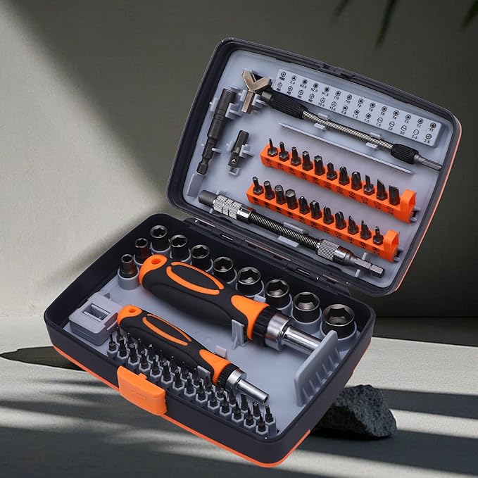 Ratcheting Screwdriver Set, 68 in 1 Socket Set and Magnetic Screwdriver Bit Set with Ratcheting Handle, Extension Bar, Storage Case, for electronic products, household appliances