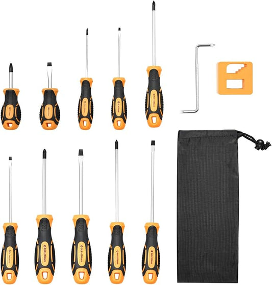 VEVOR Screwdriver Set, 12-Piece Hand Tools Set with Magnetic Tips, Includes 5 Phillips and 5 Flat Head Bits, Z-Type Bit, Professional Repair Tool Kit for Sockets, Furniture, Home Appliances, Bicycles