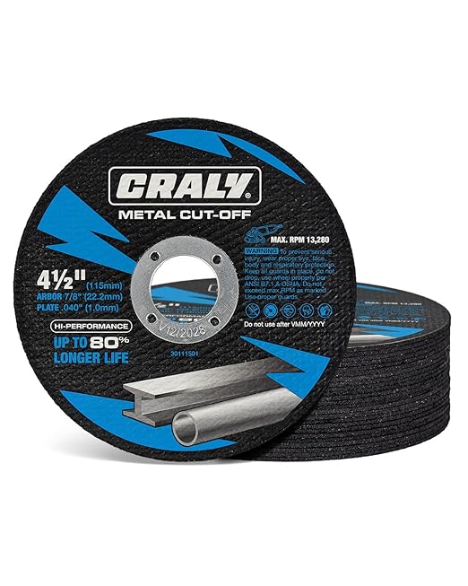 CRALY 4-1/2 Inch Cut-Off Wheels for Cutting Metal & Stainless Steel, Professional Grade Ultra Thin Metal Cutting Disc for Angle Grinder & Die Grinder, 7/8 in Arbor, 25-Pack(30111501-25)
