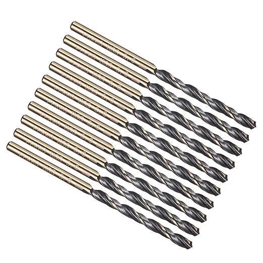 PATIKIL 3mm Drill Bit, Jobber Straight Shank 4341 High-Speed Steel 118째 Black and Gold Finish for Medium-Hard Metal Steel Acrylic - 10 Pack