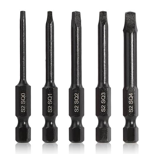 COMOWARE 10pcs Square Bit Set (SQ0-SQ4), S2 Steel 1/4" Hex Bit Set, Tamper-Proof Driver Bits Sets, CNC Tip Magnetic Drill Bitss, 2" Length, Impact Hex Bits Sets For Electronic Devices Disassembly
