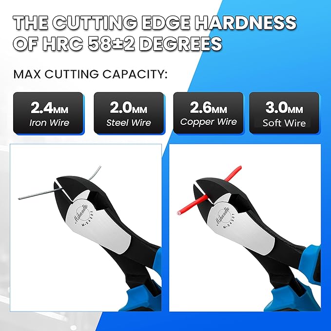 7-inch Wire Cutters Ultra Tough Side Cutters Dikes Durable Diagonal Cutting Pliers in High Carbon Steel for Electrical, Artificial Flowers and Homes Repairing Heavy Duty Cutting Tools