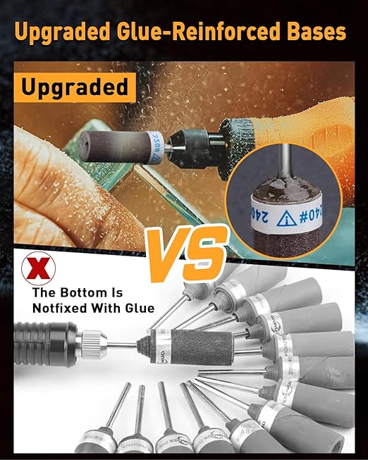 20Pcs 800 Grit Sanding Drums Sandpaper Sticks Set for Dremel Rotary Tool with 1/8" Shank, Rotary Tool Accessories Suitable for Metal Rust Removal/Jade Polishing/Stone Grinding (800 Grit)
