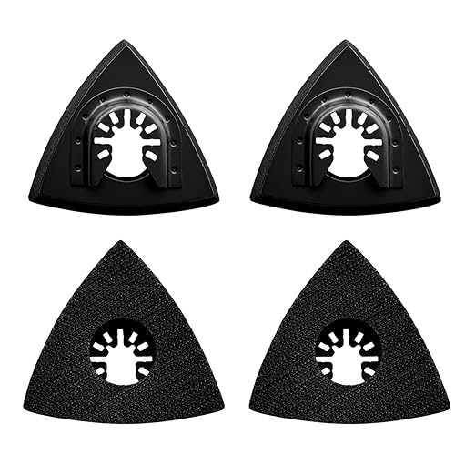 4-Pack Triangle Oscillating Sanding Pads ??3-1/8 Inch Hook & Loop Multi Tool Sanding Attachment for Woodworking, Paint Removal, and Finishing
