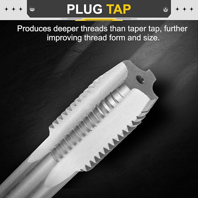 uxcell Hand Plug Tap M24 x 3 H2 Metric Thread Plug Style Taps Straight Flute Screw Tapping Threading Tool High Speed Steel HSS6542