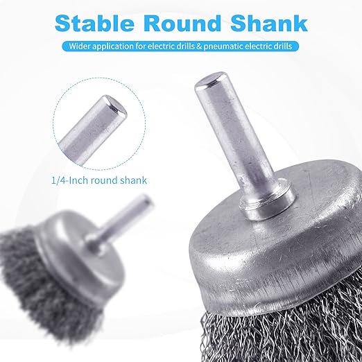Rocaris 82 Pack Carbon Steel Wire Wheel Brush, Cup Brush, Wheel Brush, Pen Brush Set with 1/4-Inch Shank for Rust Removal, Corrosion and Scrub Surfaces, Grey