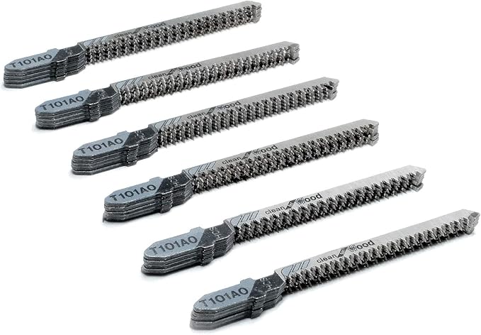 TAROSE 30-Piece T101AO 3-1/4 Inch 20 TPI Assorted T-Shank Scrolling Jig Saw Blades Set for Clean Cutting Wood