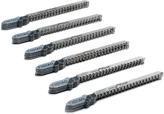 TAROSE 30-Piece T101AO 3-1/4 Inch 20 TPI Assorted T-Shank Scrolling Jig Saw Blades Set for Clean Cutting Wood