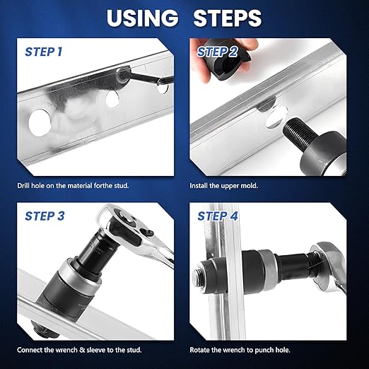 Knockout Punch Kit, 6 Size (7/8" to 2-7/16") Forged Alloy Steel, Conduit Hole Punch Set with 3/4" to 2" NPT Adapters, High Hardness for Electrical Metallic Conduits