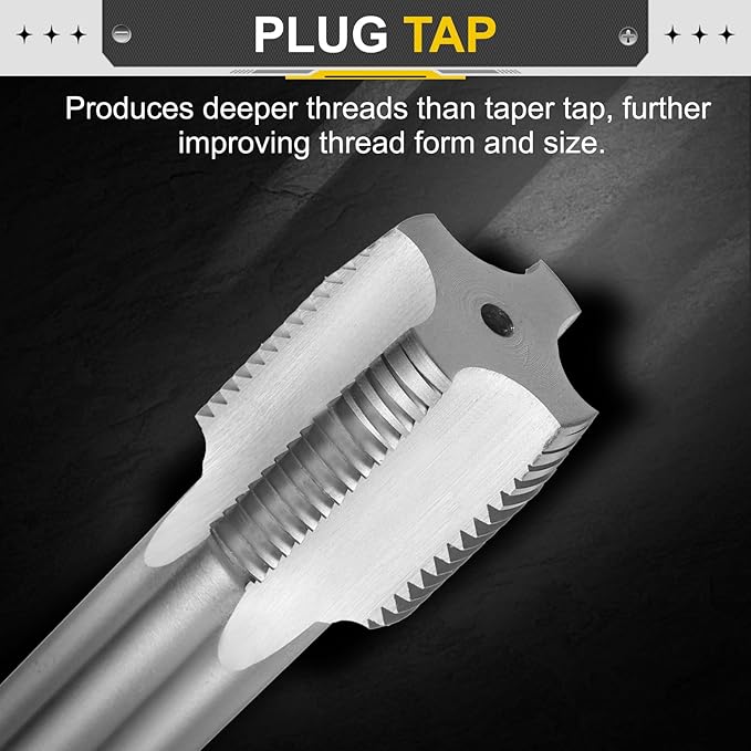 uxcell Hand Plug Tap M33 x 2.5 H2 Metric Thread Plug Style Taps Straight Flute Screw Tapping Threading Tool High Speed Steel HSS6542
