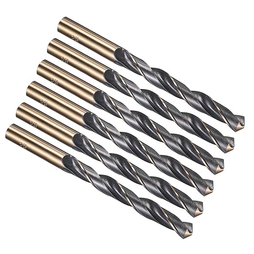PATIKIL 12.5mm Drill Bit, Jobber Straight Shank 4341 High-Speed Steel 118째 Black and Gold Finish for Medium-Hard Metal Steel Acrylic - 6 Pack