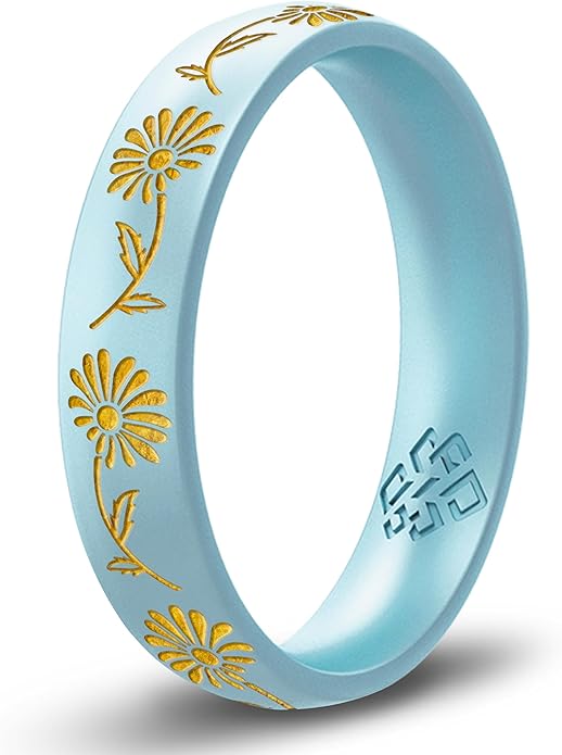 Knot Theory Birth Flower Silicone Ring for Women - 4mm Comfort Fit Wedding Band Engagement Ring
