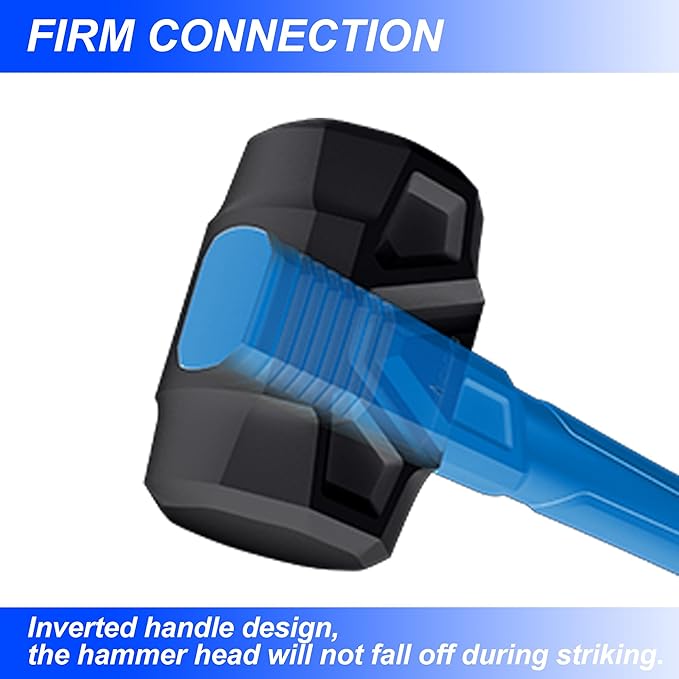 Real Steel Rubber Mallet Hammer 16 OZ Black Rubber Hammer with Solid Head, Double-faced Mallets for Flooring, Woodworking, Camping, Automotive 0325