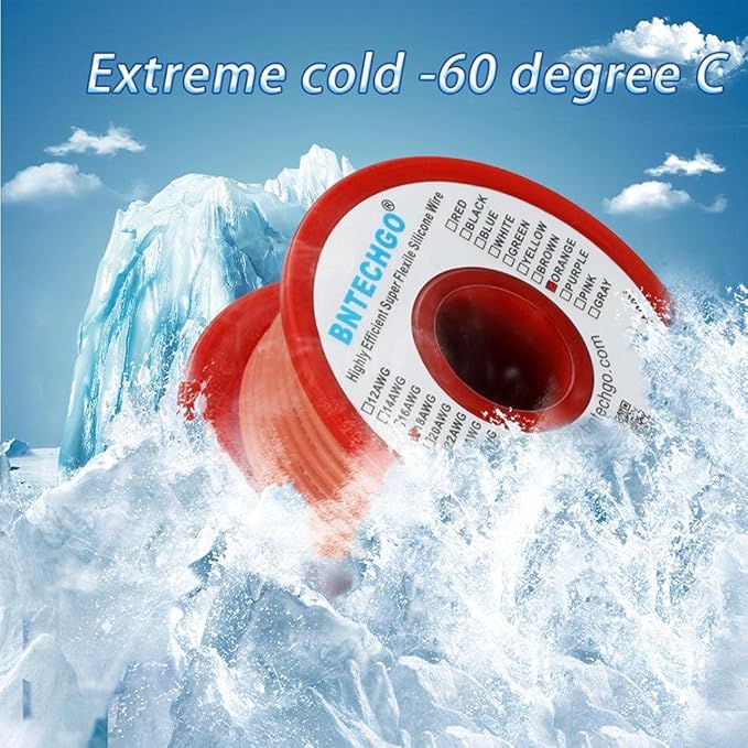BNTECHGO 18 Gauge Silicone Wire Spool 50 ft Orange Flexible 18 AWG Stranded Tinned Copper Wire