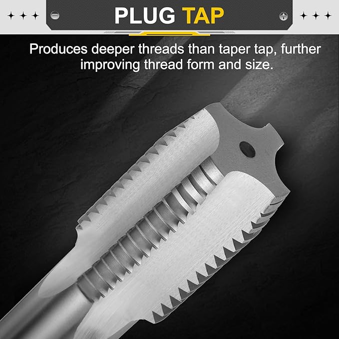 uxcell Hand Plug Tap 1-1/2"-6 BSW 2B Thread Plug Style Taps Straight Flute Screw Tapping Threading Tool High Speed Steel HSS6542